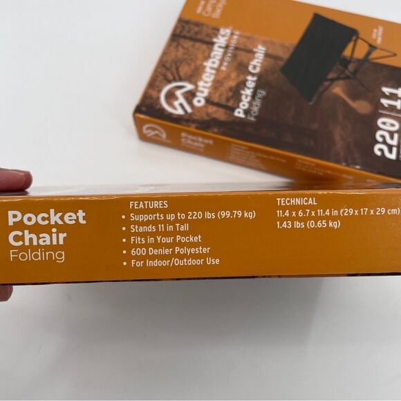 ~Outerbanks Provisions 220lb Folding Pocket Chair NIB - Picture 4 of 4